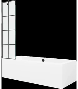 Mexen Cube obdĺžniková vaňa 170 x 80 cm s obkladom a 1-krídlovou sprchovou zástenou 50 cm, Čierny vzor - 550517080X9505007077