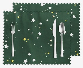 Goldea vianočné prestieranie na stôl teflónové - hviezdičky na zelenej - sada 2ks 30 x 40 cm