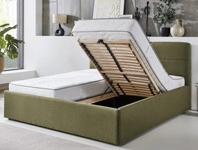 Posteľ Domango 140x200 cm, olivovo zelená látka