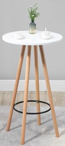 Barový stôl Livia natura, okrúhly - v107 x 60 x 60 cm - Biela