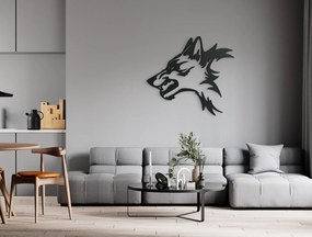drevko 3D nálepka na stenu Dravý vlk Rozmer obrazu: 29,5 x 32,5 cm, Farba dekorácie: Čierna