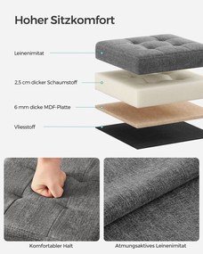 Taburetka, úložný sedací box, max. zaťaženie 130 kg, 30 x 30 cm, tmavosivá farba