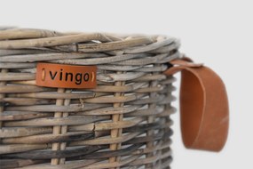 Veľký ratanový úložný kôš s plastovou vložkou, okrúhly - sivý Rozmery (cm): priemer 50, v. 60