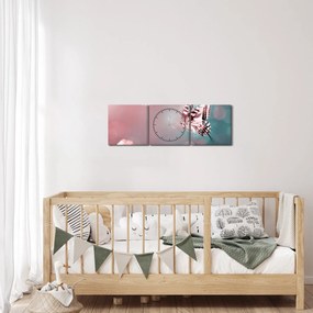 Obraz - Motýľ medzi kvetmi (s hodinami) (90x30 cm)