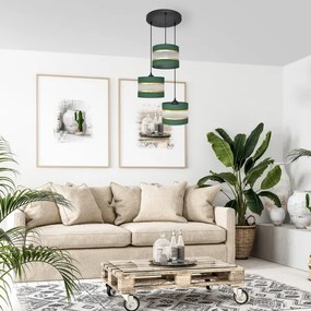 Luster na lanku HELEN 3xE27/15W/230V zelená/zlatá
