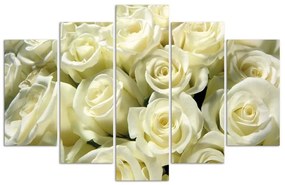Obraz na plátně pětidílný Bílé růže - 200x100 cm