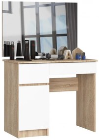 Toaletný stolík so zrkadlom CLP P-2/SL 900x600 ľavý, dub sonoma / biely