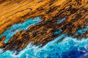 Konferenčný stolík - 91 x 51 cm - špaltovaný buk / epoxidová živica