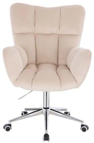 LuxuryForm DESIGN Kreslo AURORA VELUR na striebornej podstave s kolieskami - krémové
