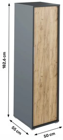 Šatníková skriňa Hamila NEW TYP 20 (grafit + dub artisan). Vlastná spoľahlivá doprava až k Vám domov. 1028782