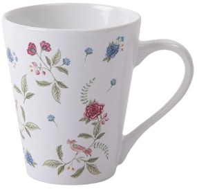 Biely hrnček s potlačou kvetín - Ø 9 * 10 cm / 300 ml