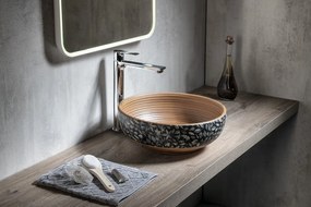 Sapho Sapho, PRIORI keramické umývadlo na dosku Ø 41 cm, hnedá s modrým vzorom, PI023