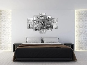 Obraz - Plameniaky graffiti (150x105 cm)