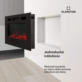 Klarstein Galeras, elektrický nástenný a vstavaný krb, 1800 W, LED, 3 farby, časovač