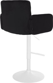 Barová stolička Los Angeles - zamat, biely rám - čierna