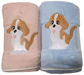 Osuška mikroplyš HOMA DOGGY pink + blue 2 kusy 70x140 cm