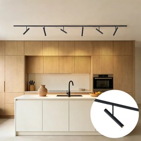 Moderný koľajnicový systém čierny so 6 bodovými svetlami čierny 1-fázový - Slimline Avery
