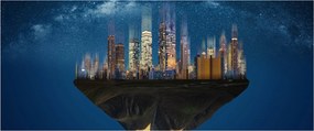 Obraz - Veľkomesto plávajúce priestorom (120x50 cm)