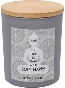 Vonná sviečka Soul Happy, vôňa zimolezu, 7 x 8,5 cm, 300 g, farba sivá