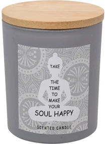 Vonná sviečka Soul Happy, vôňa zimolezu, 7 x 8,5 cm, 300 g, farba sivá