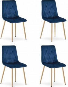 Modrá zamatová jedálenská stolička LIBRA