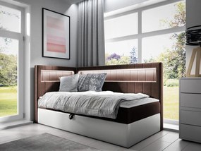 Kontinentálna jednolôžková posteľ Junior Ribezo 3, Strana: ľavá, Rozmer postele: 100x200, Dostupné poťahy: ekokoža Soft 017 (biela) + Fresh 04