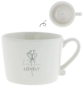 Cup White/Hey you lovely Grey 10x8x7cm