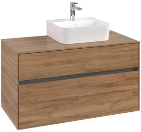 VILLEROY &amp; BOCH Collaro závesná skrinka pod umývadlo na dosku (umývadlo vpravo), 2 zásuvky, 1000 x 500 x 548 mm, Oak Kansas, C09600RH