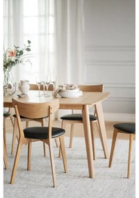 Hnedá dubová jedálenská stolička s čiernym sedadlom Rowico Ami