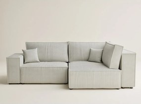 Krémovobiela menčestrová rozkladacia/s úložným priestorom rohová pohovka (pravý roh/do L) Tonga – Maison de Rêve