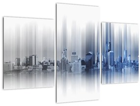 Obraz - Panoráma mesta, modro-šedé (90x60 cm)
