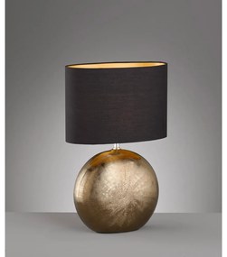 Keramická stolová lampa s textilným tienidlom v čierno-bronzovej farbe (výška 53 cm) Foro – Fischer &amp; Honsel