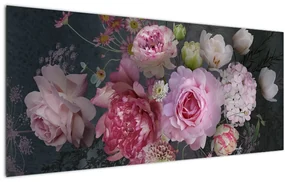 Obraz - Záhradné kvety (120x50 cm)