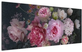 Obraz - Záhradné kvety (120x50 cm)