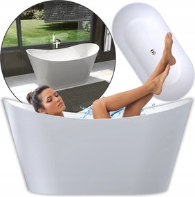 Voľne stojaca kúpeľňová vaňa 150 oválna do kúpeľne, moderná, Konglomerat