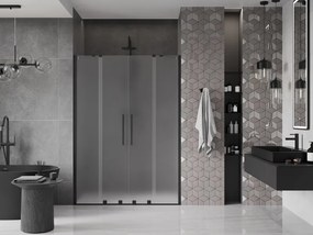 Mexen Velar Duo, posuvné sprchové dvere do otvoru 160 cm, 8mm sklo námraza, čierna matná, 871-160-000-32-70