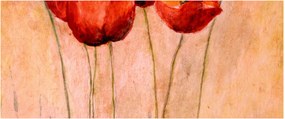 Obraz - Červené tulipány (120x50 cm)