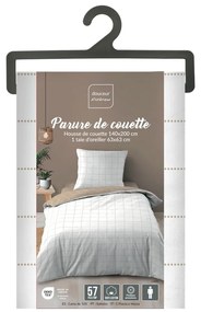 Biele/béžové bavlnené obliečky na jednolôžko 140x200 cm Cadria – douceur d'intérieur