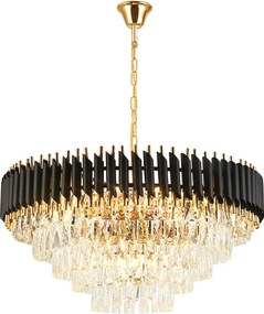 Toolight Toolight, stropná závesná krištáľová lampa 9xE14 APP1058-CP, čierna-zlatá, OSW-04400