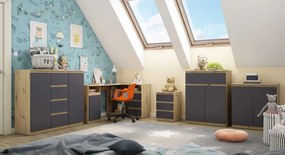 Skrinka so šuplíkom Carlos, dub artisan/grafit, 80 cm