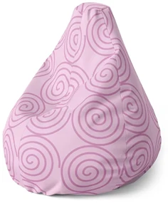 Sablio Sedací vak Pear Ružové špirály - 140 x 100 x 25 cm