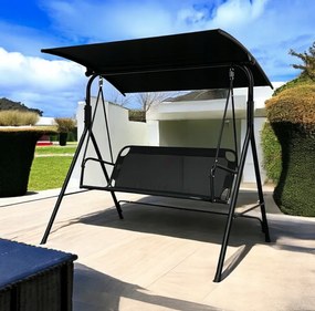 Elegantná záhradná hojdačka pre 3 osoby – čierna