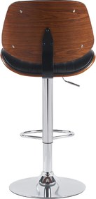 Barová stolička Clawson - koženka, chróm rám - orech/čierna