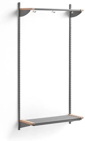 Vešiaková stena JEPPE s hornou policou, základná sekcia, 1790x900x310 mm, strieborná/breza