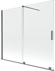 Mexen Velar, 2-krídlová posuvná vaňová zástena 180 x 150 cm, 8mm číre sklo, grafitový matný profil, 896-180-000-01-66