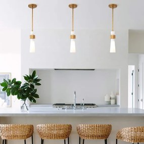 Elstead KRISTY-MP-DG-OPAL - Luster na tyči KRISTY 1xE27/40W/230V pr.15,2cm medený