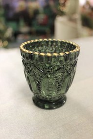 Zelený sklenený svietnik na čajovú sviečku 7cm