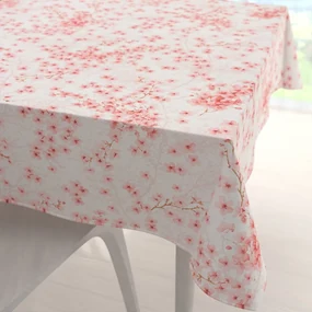 Biante Bavlnený štvorcový obrus Sandra SA-633 Ružové čerešňové kvety na bielom 70x70 cm