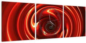 Abstraktný obraz - červená špirála (s hodinami) (90x30 cm)