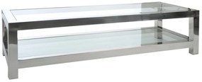 Strieborný kovový konferenčný stolík so sklenenou doskou Luxx - 160 * 60 * 40cm